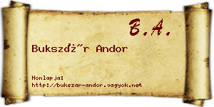 Bukszár Andor névjegykártya